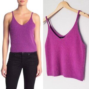 NEW Code x Mode Angora Rabbit Purple Sleeveless Fuzzy Knit Top V Neck Crop Top M